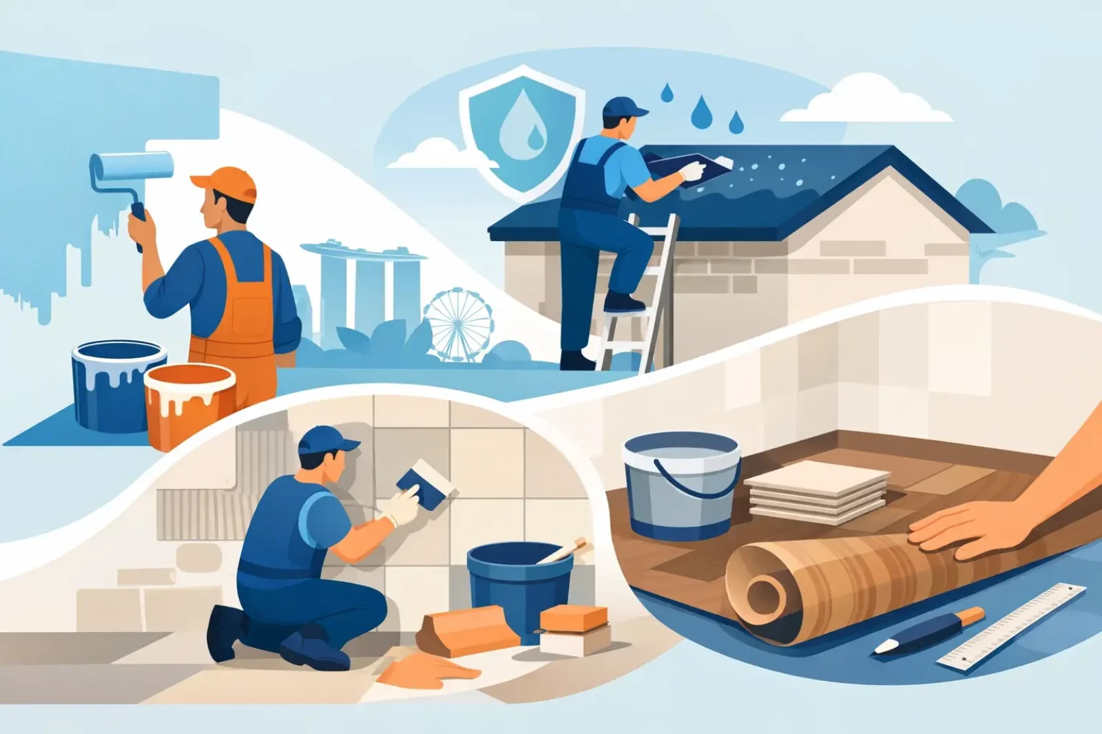 Painting, Waterproofing, Tiling and Vinyl Flooring Services in Singapore