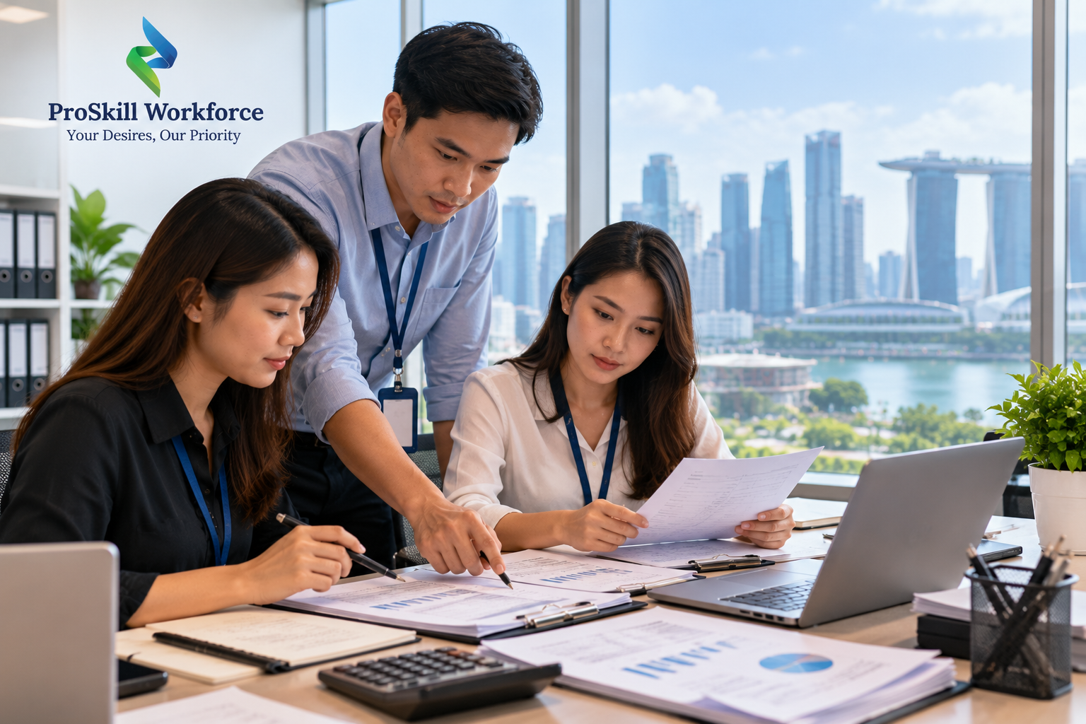 Finance team reviewing a month-end schedule on a wall planner